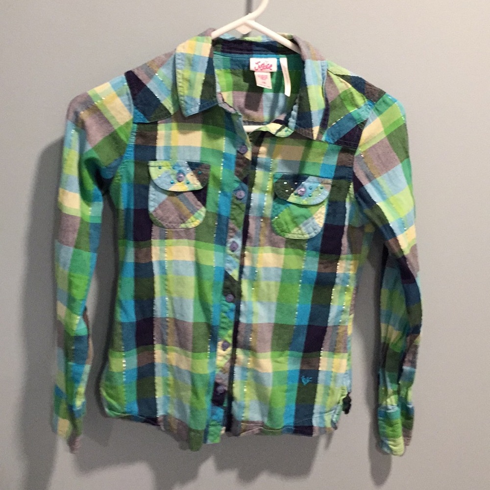 Girls sz 12 Justice button down long sleeve shirt